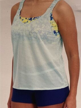 ZeroXposur Woman’s Large Blue Tankini Swimset 4 way stretch NWT